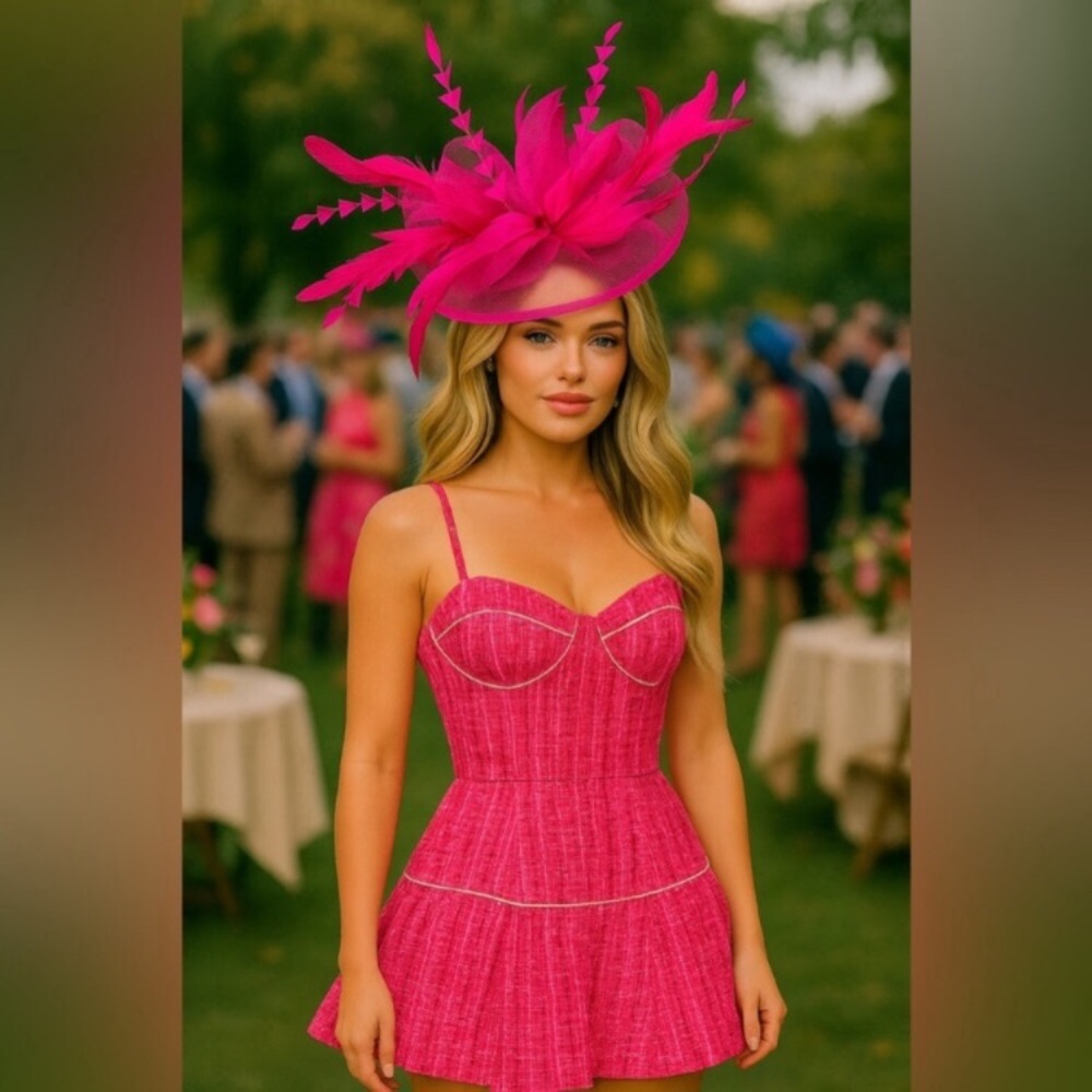 Kentucky Derby Hat Fascinator Oaks Vibrant Feather Tea Statement Headwear